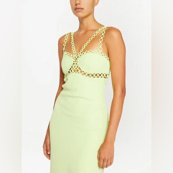 Jonathan Simkhai Sevilla Cady Midi Dress in Lime Green - Size 2 - Picture 6 of 7